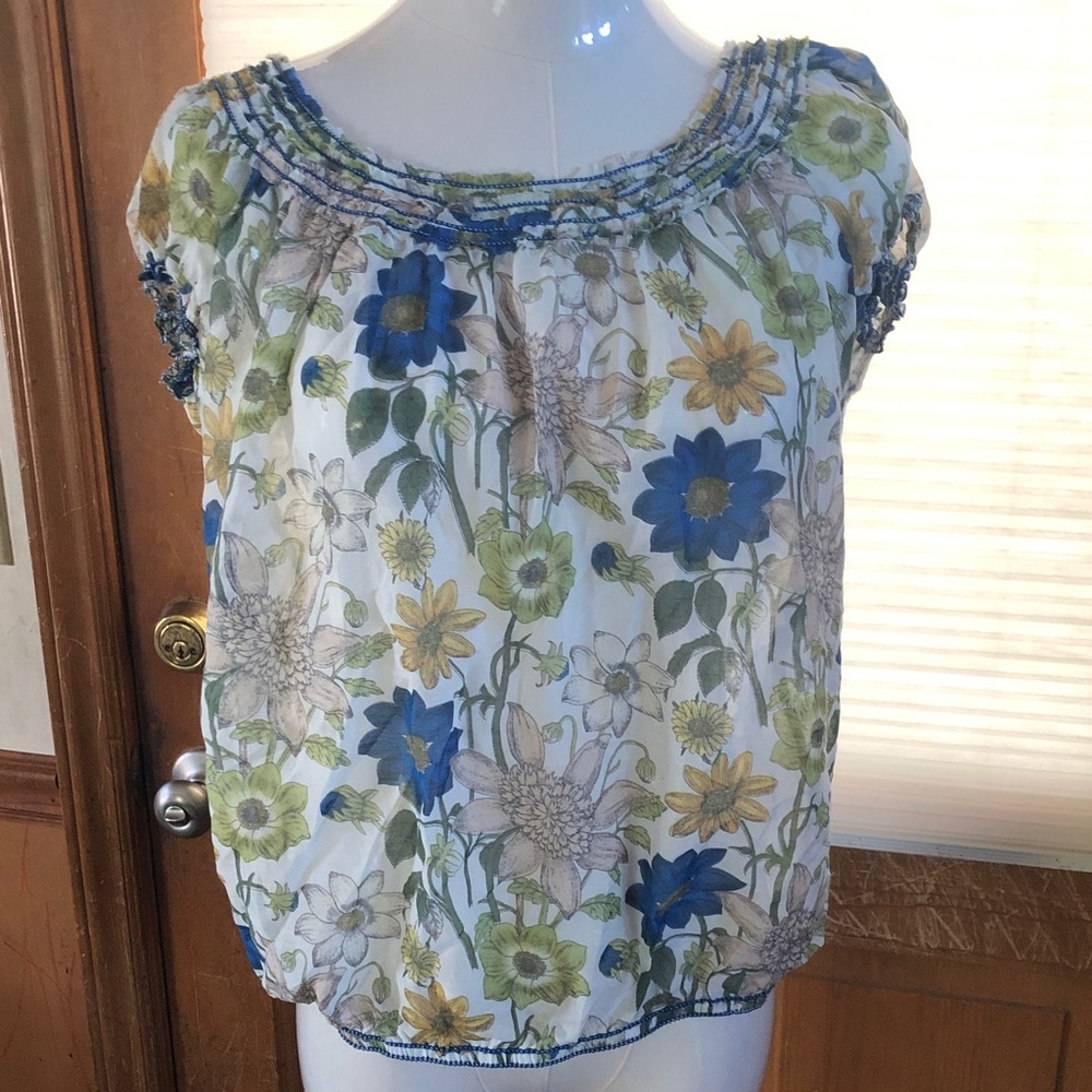 Sophie Max Floral Blouse - Blue and Green
